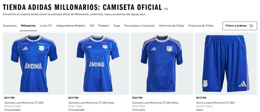 Camiseta de Millonarios