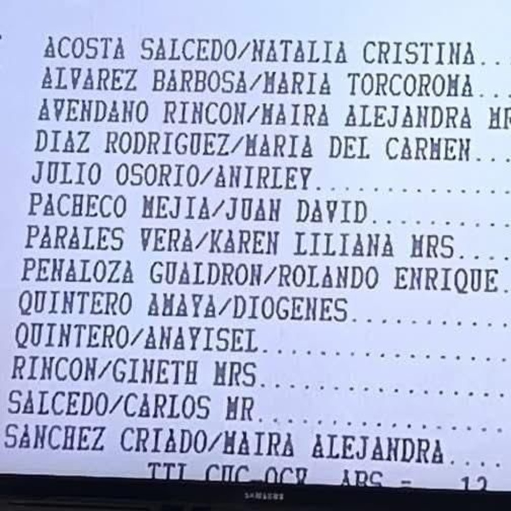 Lista de ocupantes del avión accidentado