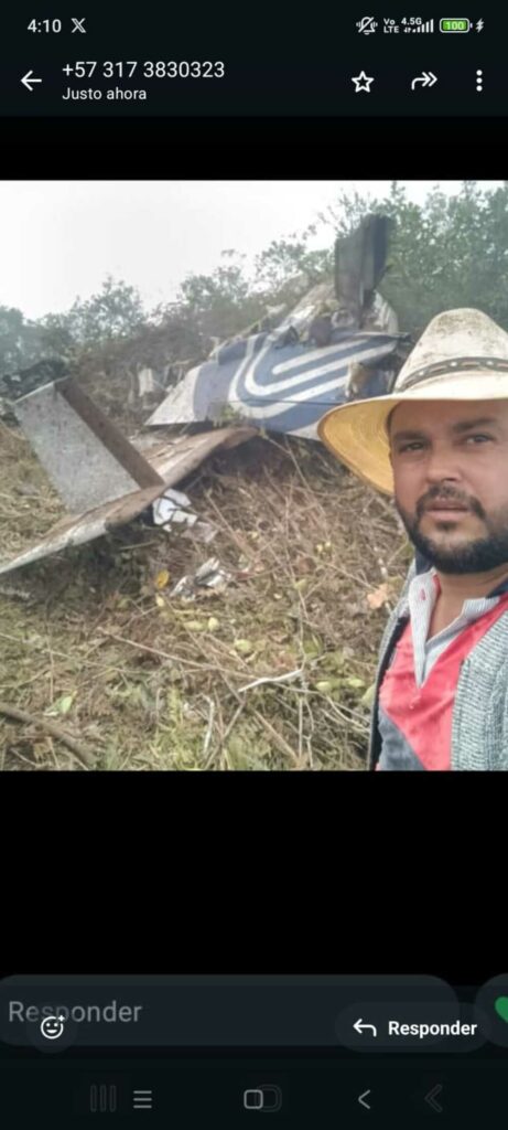 Así quedó la avioneta accidentada en Norte de Santander / Imagen suministrada a Pulzo