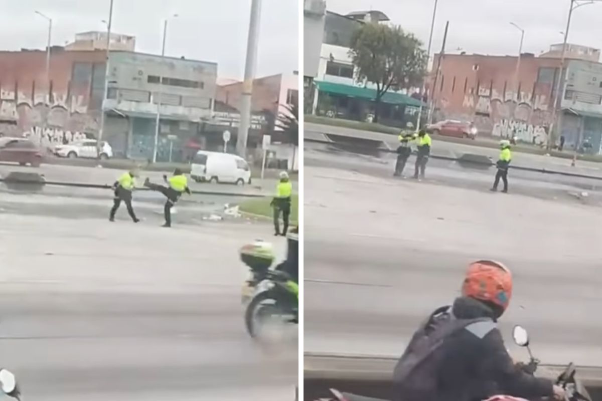 Policía que agredió a compañero en un carril de Transmilenio en Bogotá