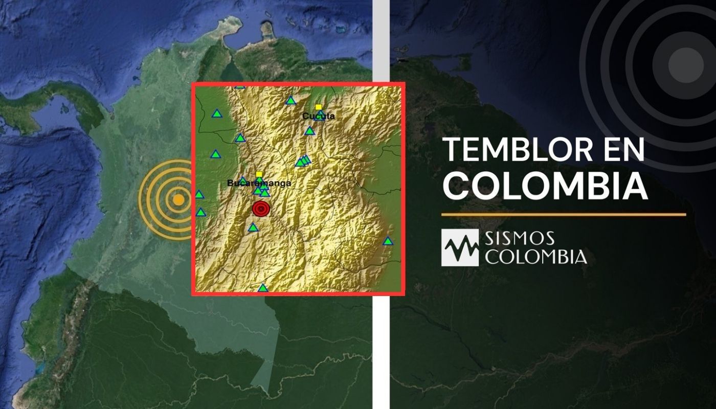 Temblor en Colombia de magnitud 4.8 con epicentro en Los Santos (Santander) 