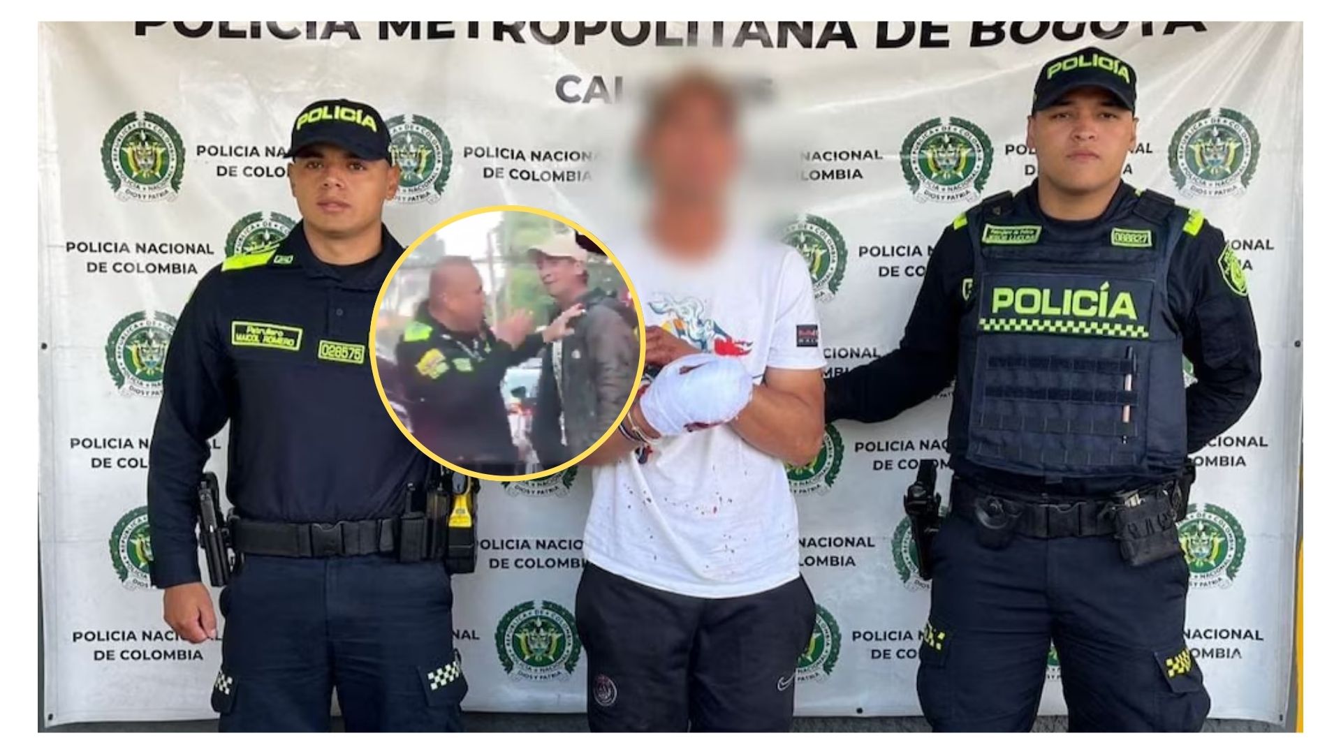 Hombre le pegó a un policía en Bogotá y fue capturado pero se desconoce la causa