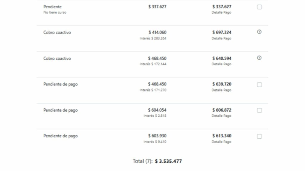 Comparendos y multas vigentes asociadas a la matrícula DJL646 / Captura de pantalla El Tiempo