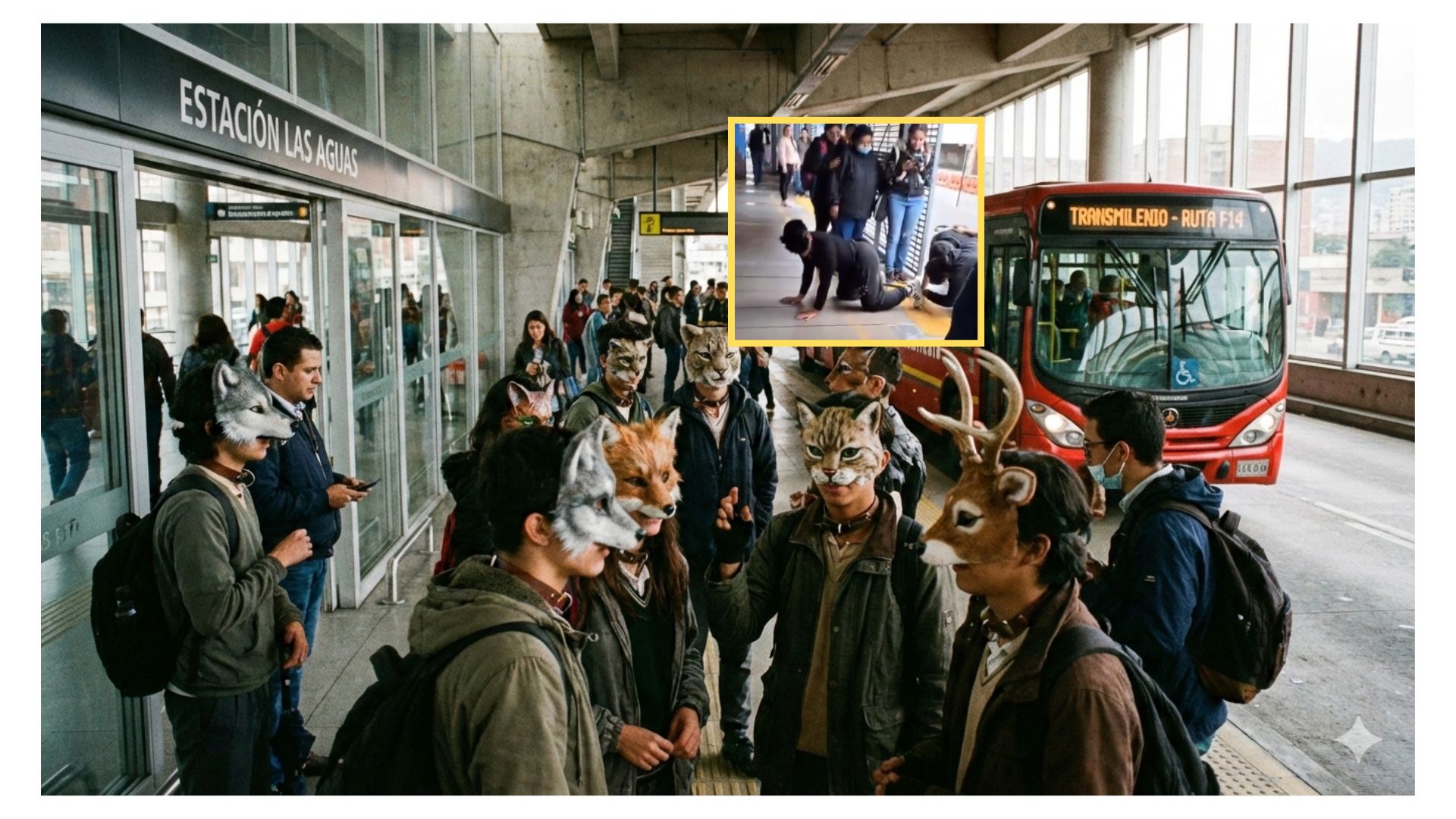 Graban grupo de therian en Transmilenio Bogotá y llevan bolsas para necesidades