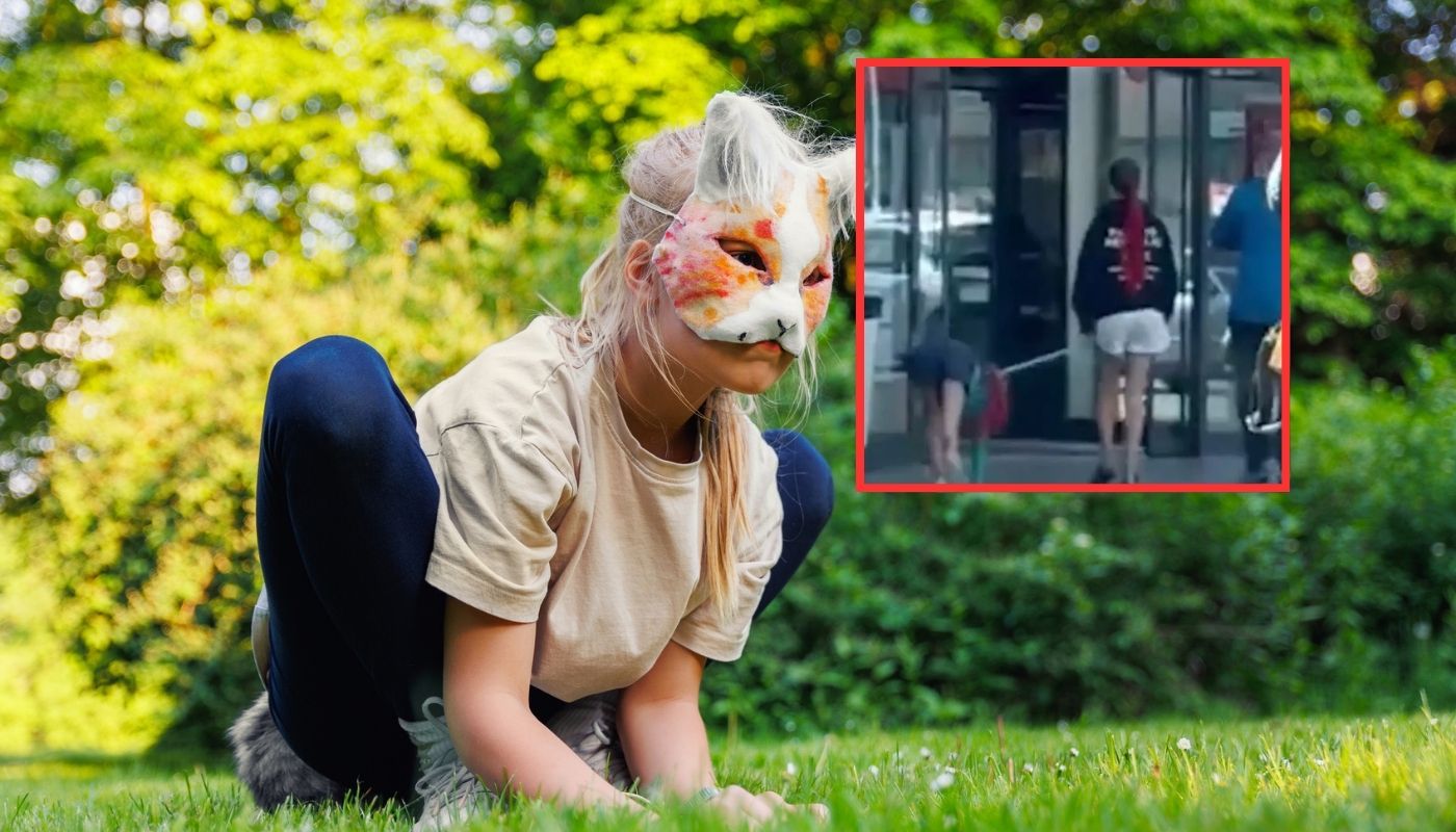 Mujer paseó a un 'therian' con correa en España y quedó captada en video