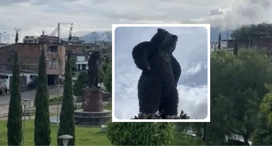 Qué representa la escultura de balas y municiones en Colombia: Oso de anteojos