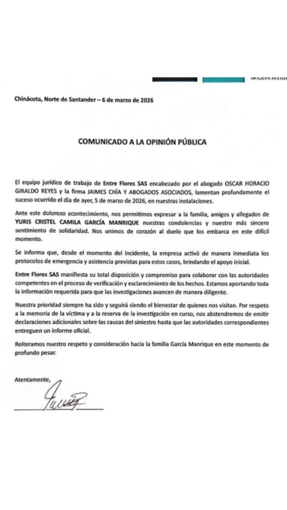 Comunicado del parque turístico (@entrefloreschinacota)