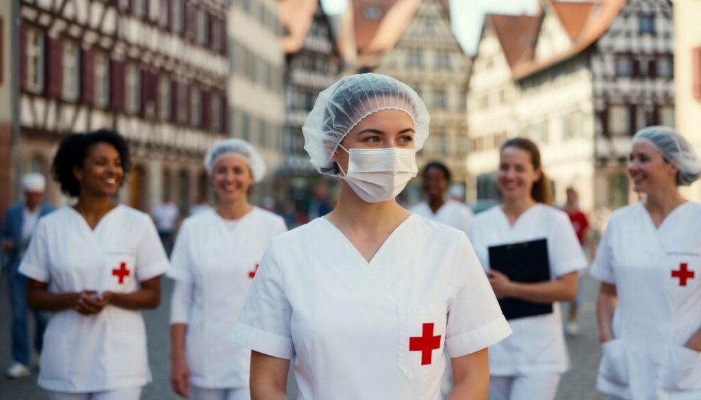 Enfermeras trabajando en el exterior (Creada con Grok)