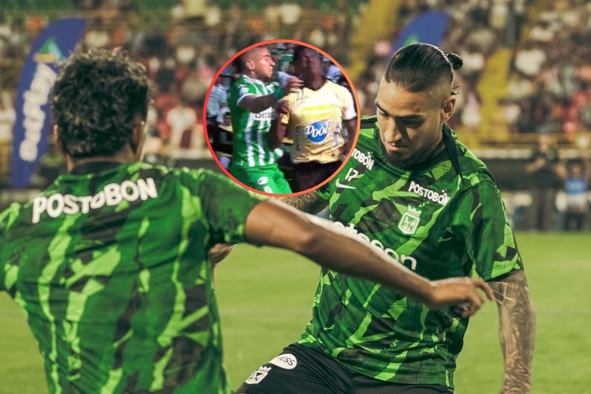 Momento del golpe en la cabeza que sufrió el 'Chicho' Arango en el partido de Nacional contra Águilas Doradas