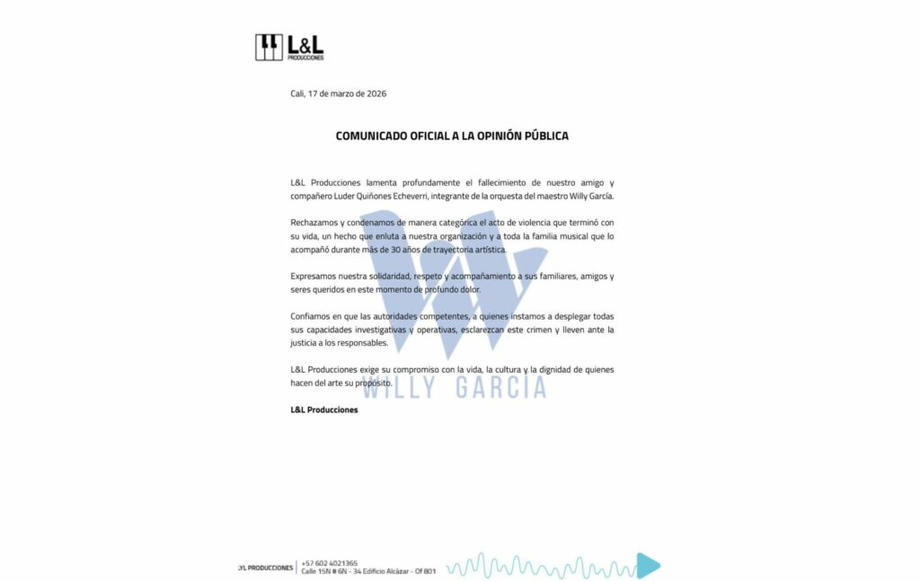 Comunicado de la organización de Willy García