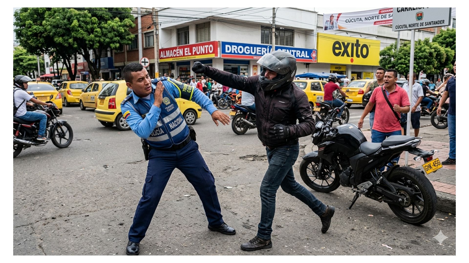 Motociclista cogió a patadas a agente de tránsito con discapacidad en Cúcuta 