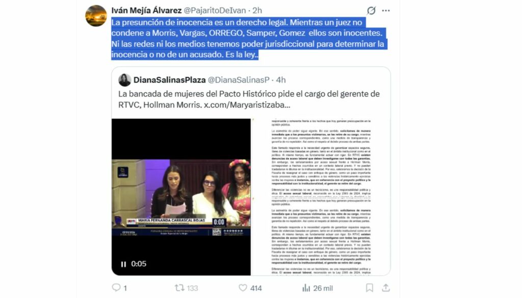 Trino de Iván Mejía (X @PajaritoDeIvan)