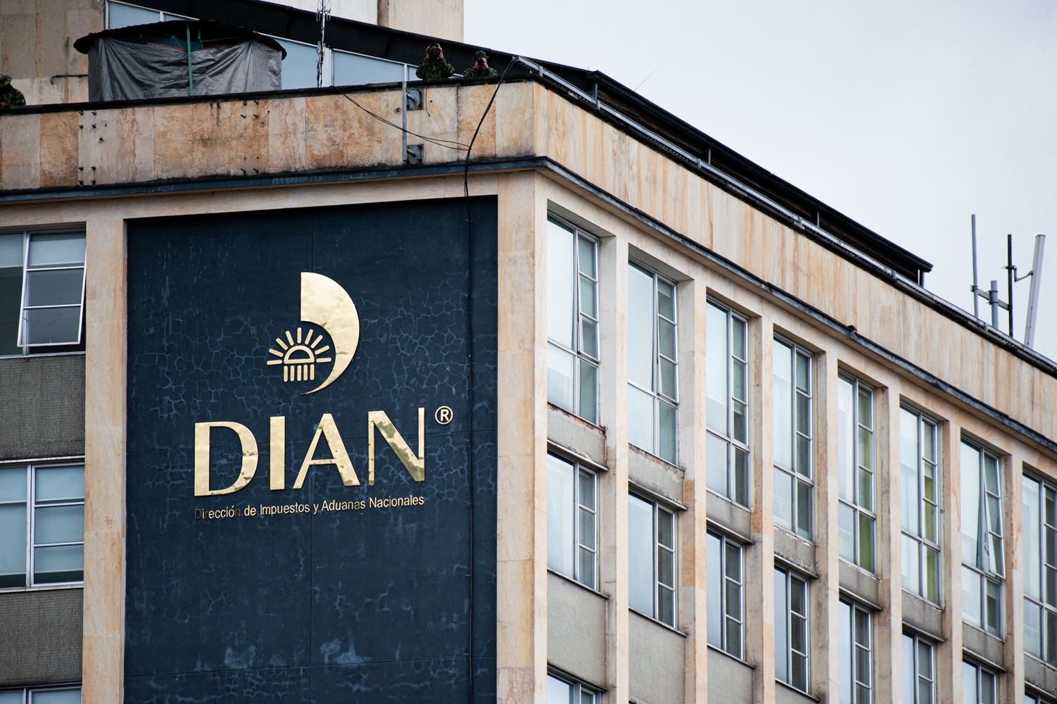 The DIAN 'Taxes and customs office' building in Bogota, Colombia on May 1, 2023. (Photo by Sebastian Barros/NurPhoto via Getty Images)
