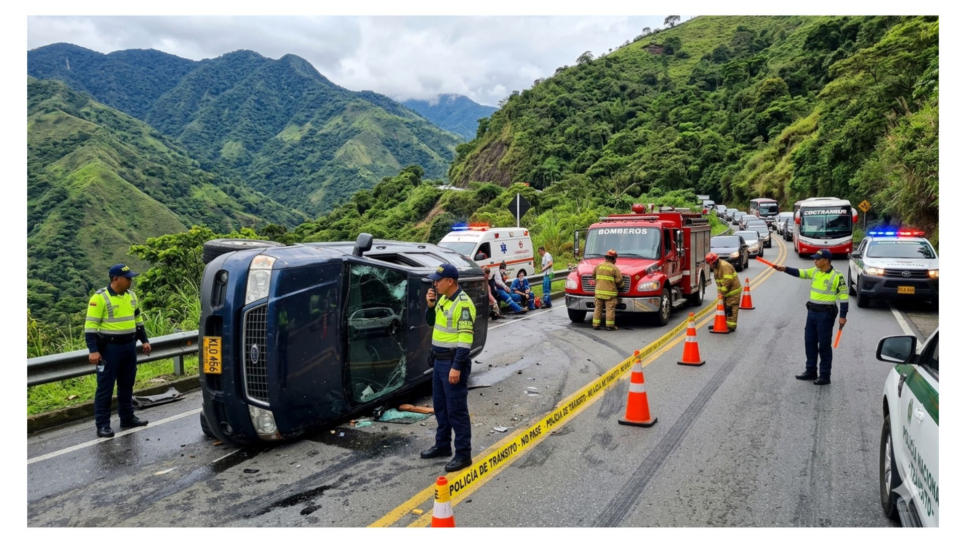 Accidente de tránsito en Antioquia carro se volcó y dejó heridos en plan retorno