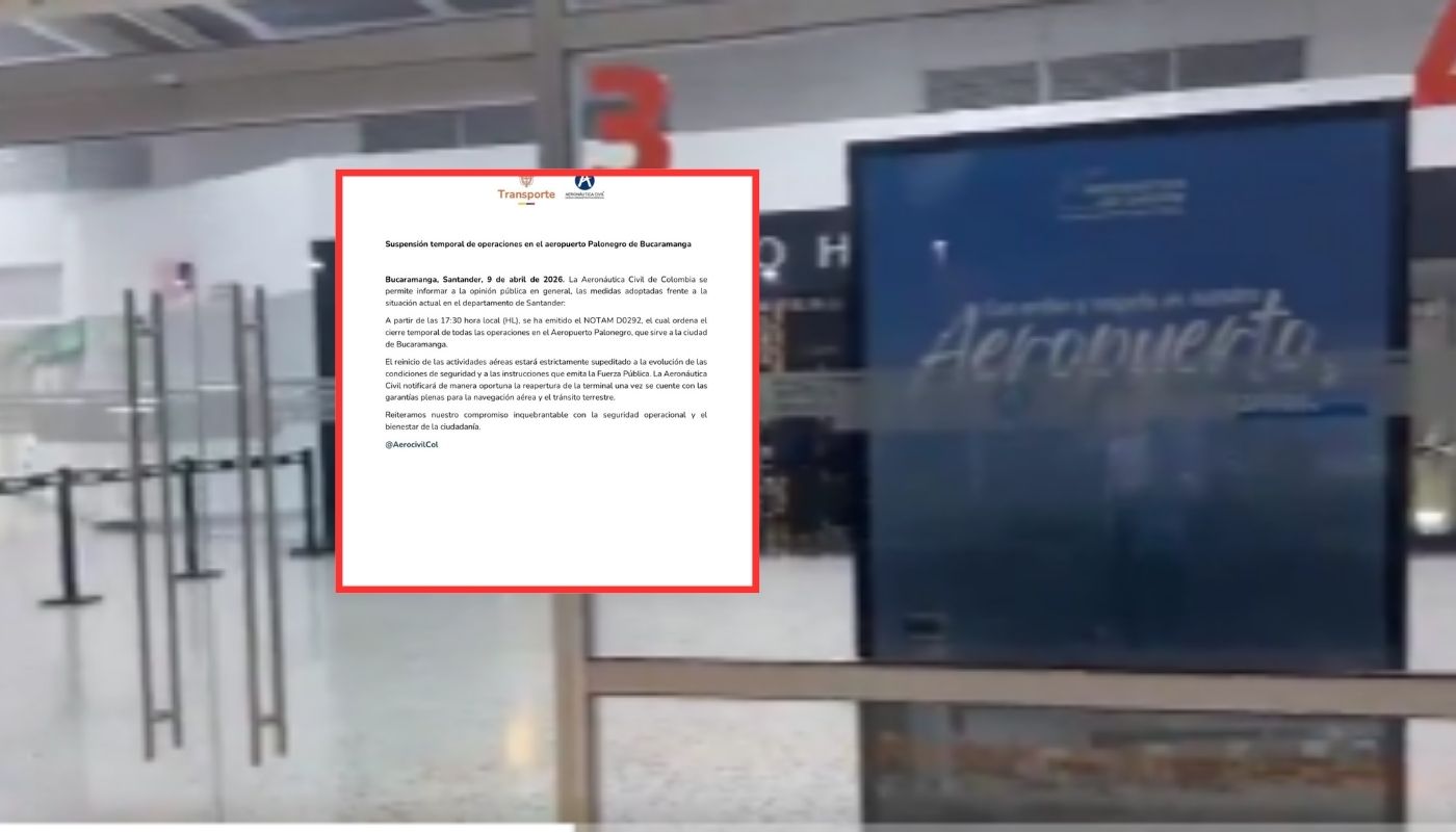 Aerocivil suspendió operaciones en aeropuerto Palonegro de Bucaramanga