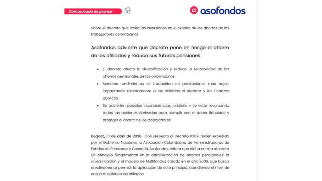 Comunicado Asofondos / Asofondos