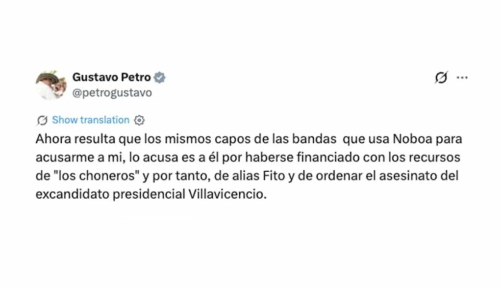 Trino que borró Gustavo Petro (pantallazo de X: @petrogustavo