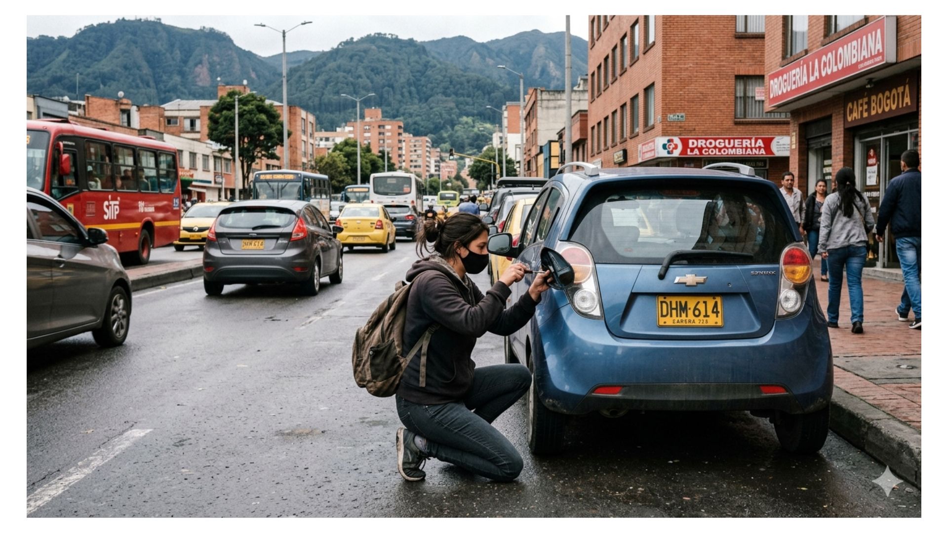 Ladrona de espejos y piezas valiosas de carros en Bogotá: bonita, pero peligrosa