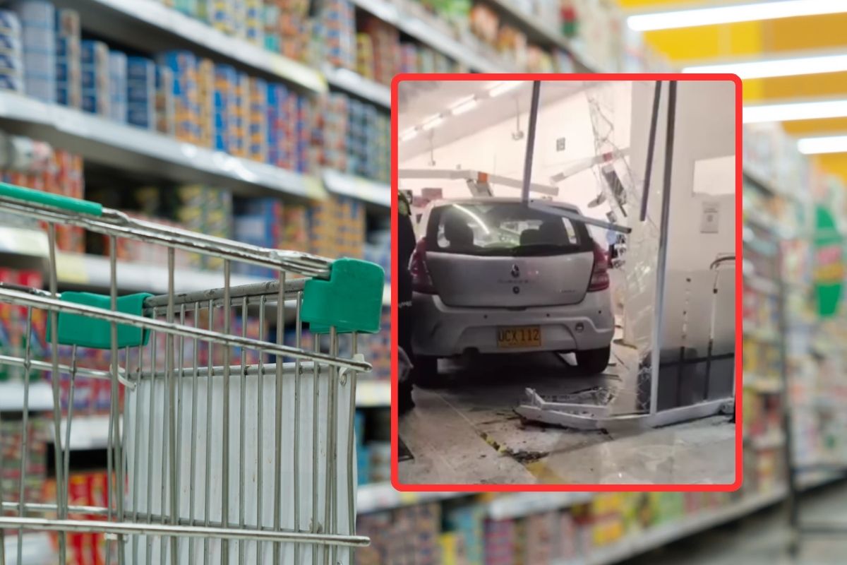Carro acabó adentro de un supermercado en Dosquebradas: conductor iba a parquear