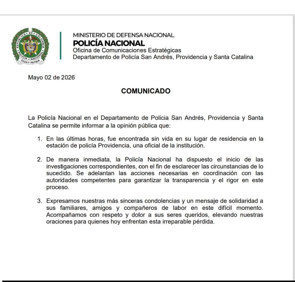 Comunicado de la Policía