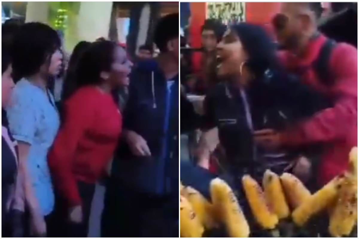 Pelea en la Feria del Libro hoy: vendedoras ambulantes de mazorcas se agarraron