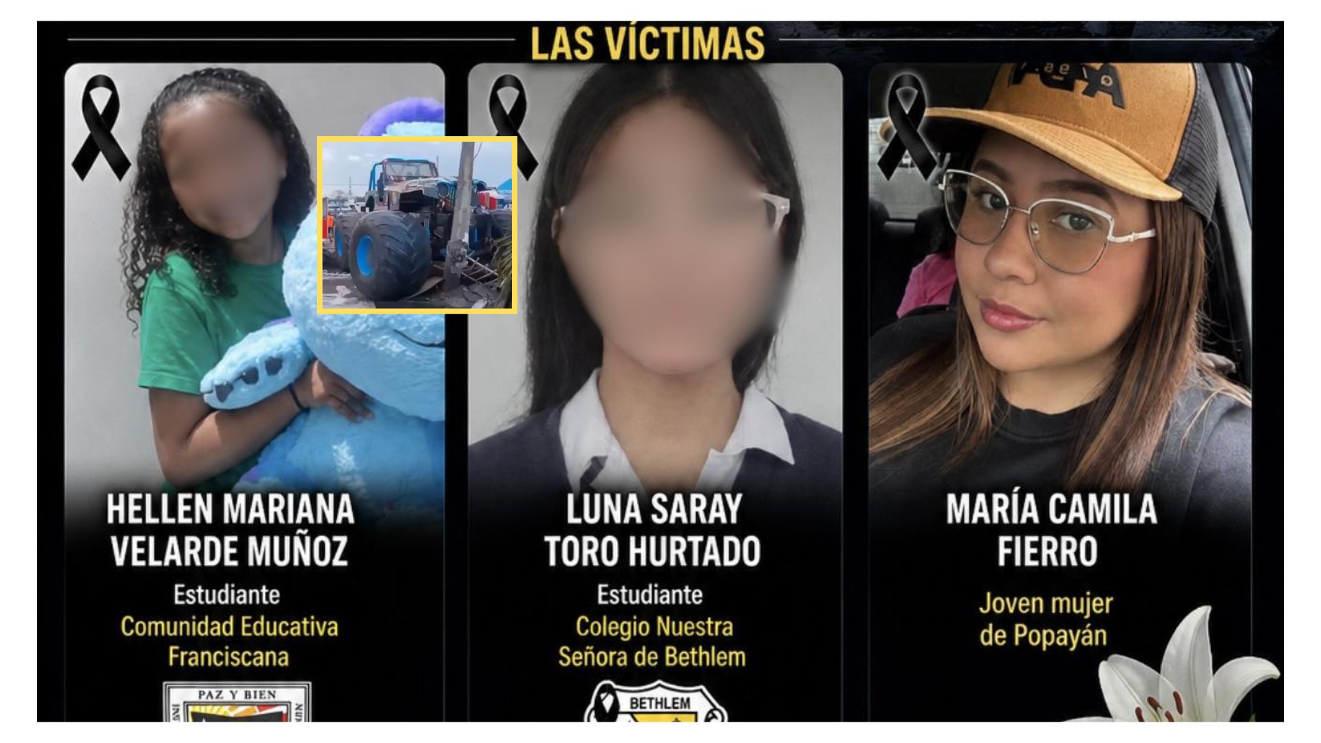 Quiénes son mujeres que murieron en accidente Monster truck Popayán: hay menores