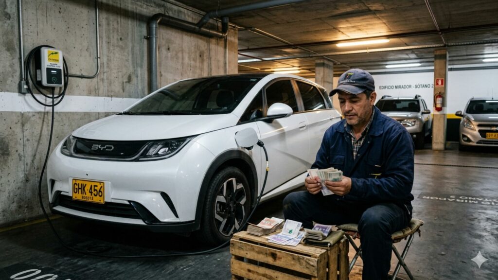 Imagen de referencia de instalación de cargador de carro eléctrico / Gemini IA 