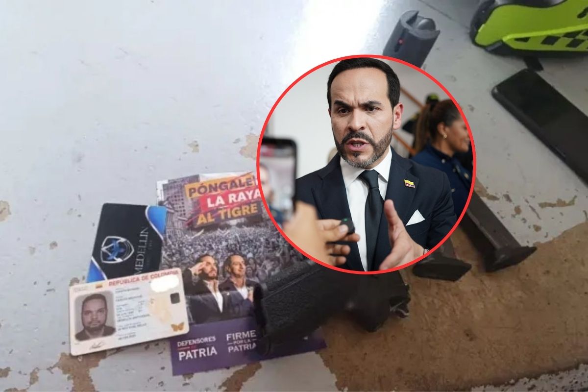 Elementos que le hallaron a un sujeto que se hizo pasar por escolta de Abelardo de la Espriella en evento del candidato