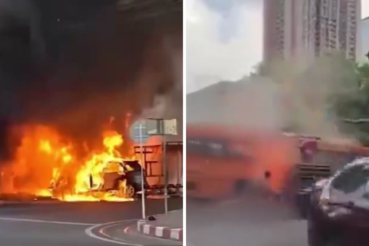 Tren se llevó por delante a tren que se había quedado atrapado, en Tailandia