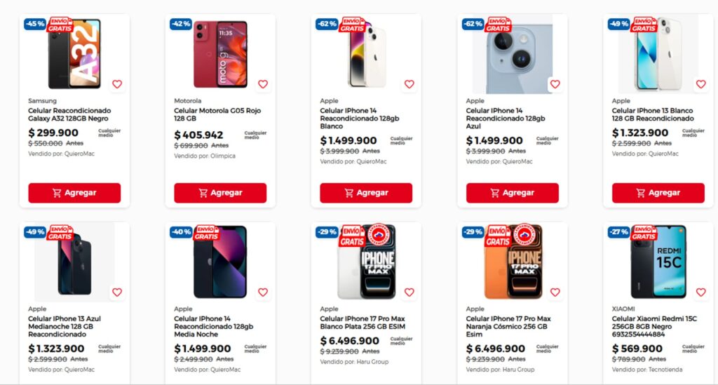 Celulares en Olímpica