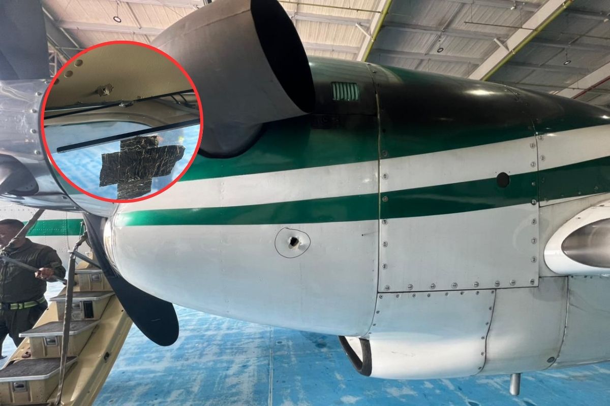 Así quedó el avión de la Policía que recibió disparos en Ocaña, Norte de Santander