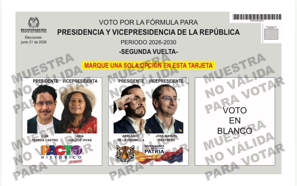 Así es el tarjetón electoral.
