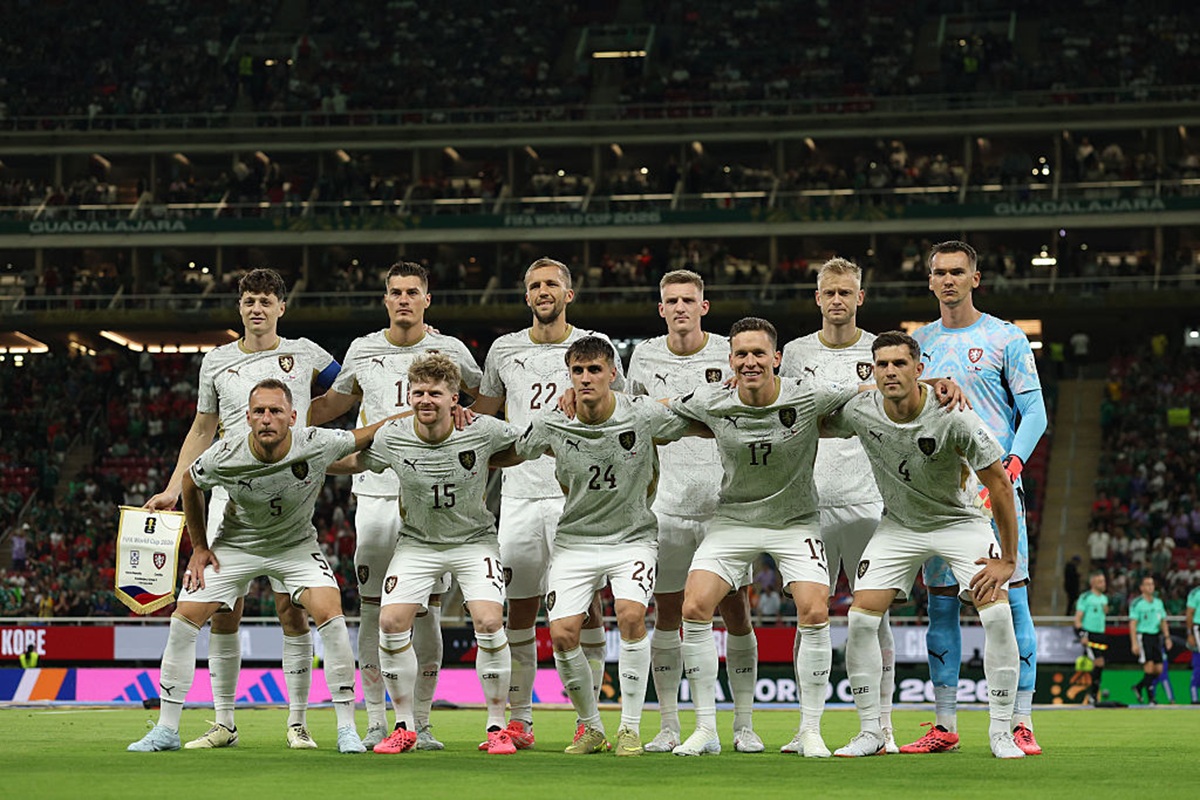 Jugadores de Chequia posan antes del partido del Grupo A de la Copa Mundial de la FIFA 2026 ante Corea del Sur en el Estadio de Guadalajara, el 11 de junio de 2026.