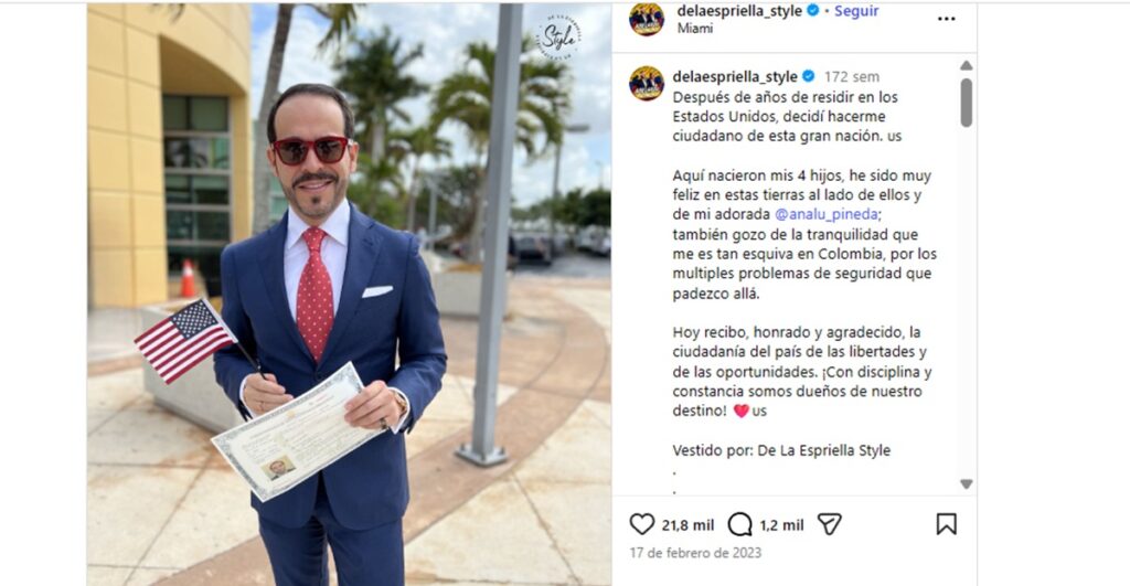 Imagen de De la Espriella en 2023 - Instagram