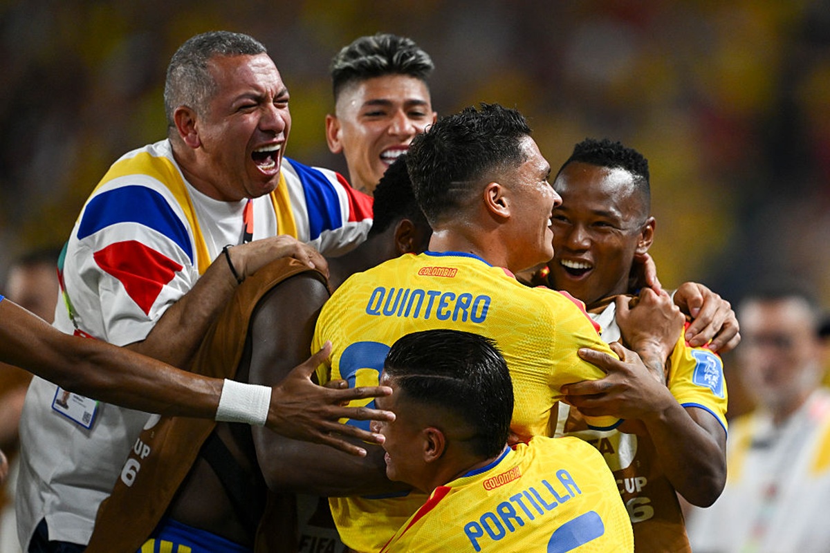 Los jugadores de Colombia celebran el primer gol del equipo antes de que fuera anulado por fuera de juego durante el partido del Grupo K de la Copa Mundial de la FIFA 2026 entre Colombia y Portugal en el Miami Stadium el 27 de junio de 2026 en Miami Gardens, Florida / Getty Images