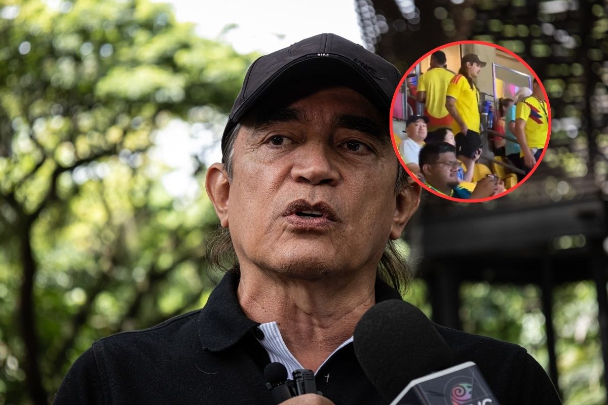A Santiago Bolívar (círculo, X:  @GustavoBolivar), el hijo de Gustavo Bolívar (fondo, Getty Images), fue insultado por unas personas en el partido de Colombia vs. Ghana por el Mundial