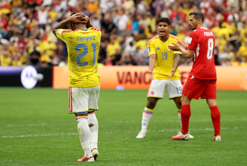 Gol que falló Jáminton Campaz en el Colombia vs. Suiza en el Mundial 2026