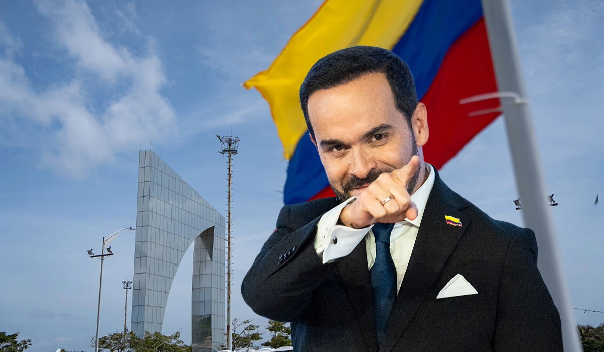 Abelardo de la Espriella, presidente electo de Colombia, sobre una imagen de Barranquilla 