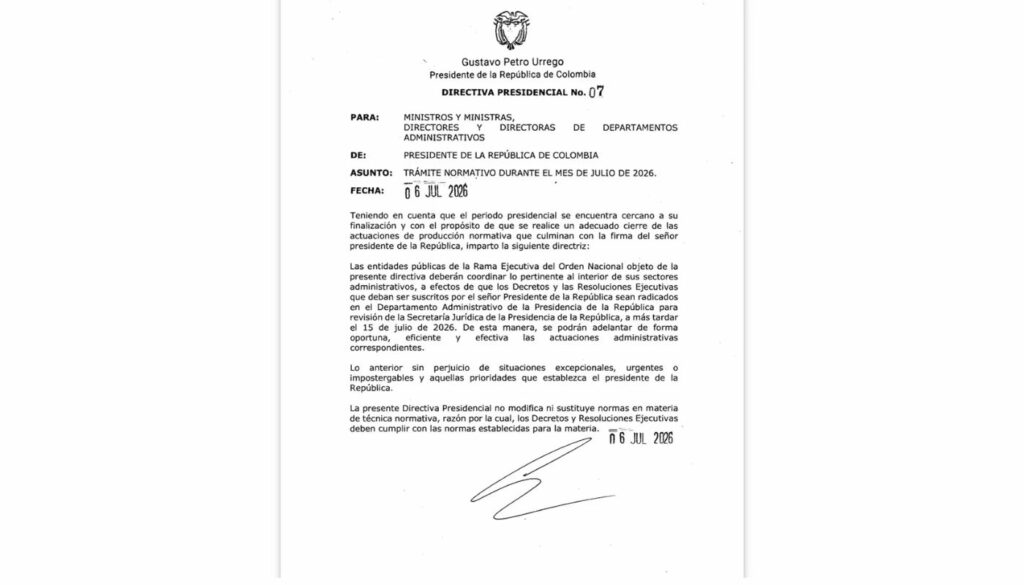 Directiva Presidencial 07 de 2026 / Presidencia