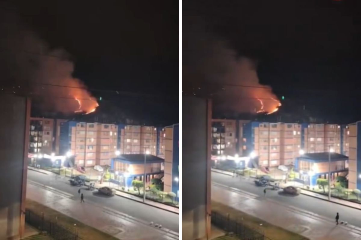 Así se vio el incendio cerca de la fábrica de Pólvora de El Vaquero, en Soacha