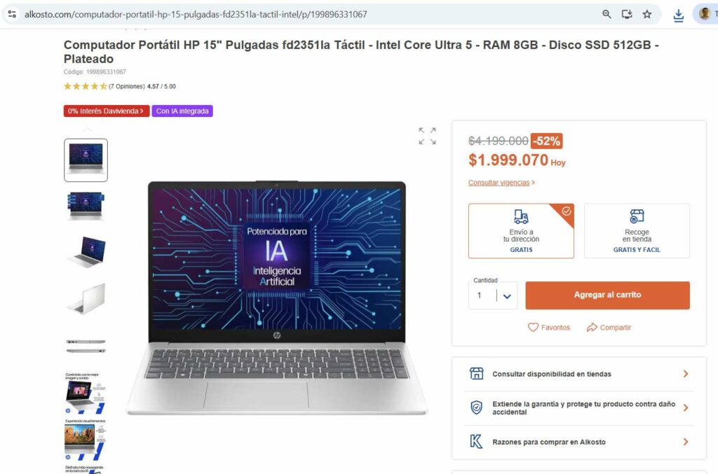 Descuentos del 52 % en computadores en Alkosto / Alkosto