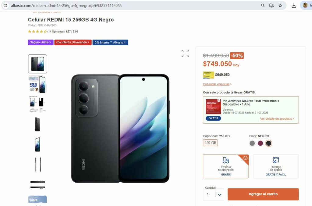 Descuentos de 50 % en celulares en Alkosto / Alkosto