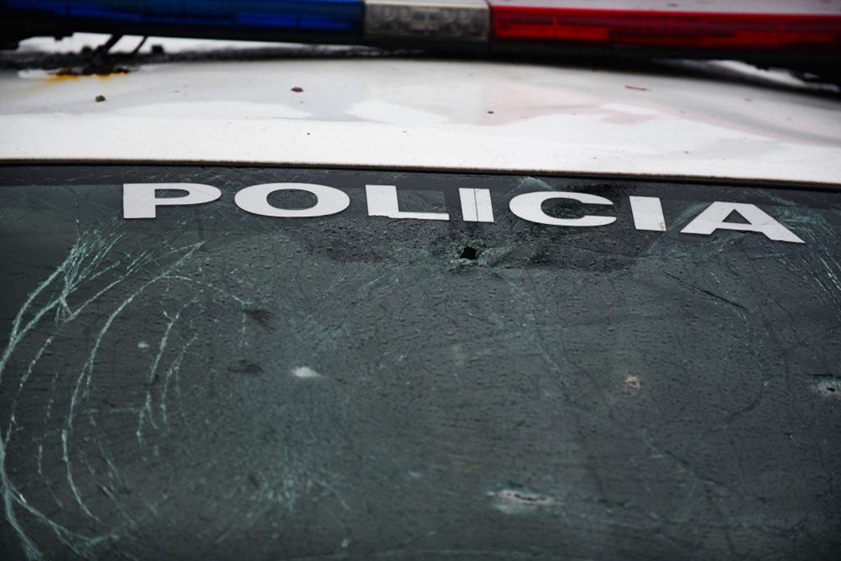 VALLE DEL CAUCA, MORALES, COLOMBIA, MAY 20: A view of a damaged police vehicle near the place where the attack on the Morales police station which left two police officers dead occurred in Cauca, Colombia on May 20, 2024. Following the attack, a confrontation between police and armed groups took place, damaging over 20 homes and a police station. The increase in hostile activities in southwestern Colombia against state authorities has been escalating, with such attacks becoming more frequent in recent weeks. (Photo by Edwin Rodriguez Pipicano/Anadolu via Getty Images)