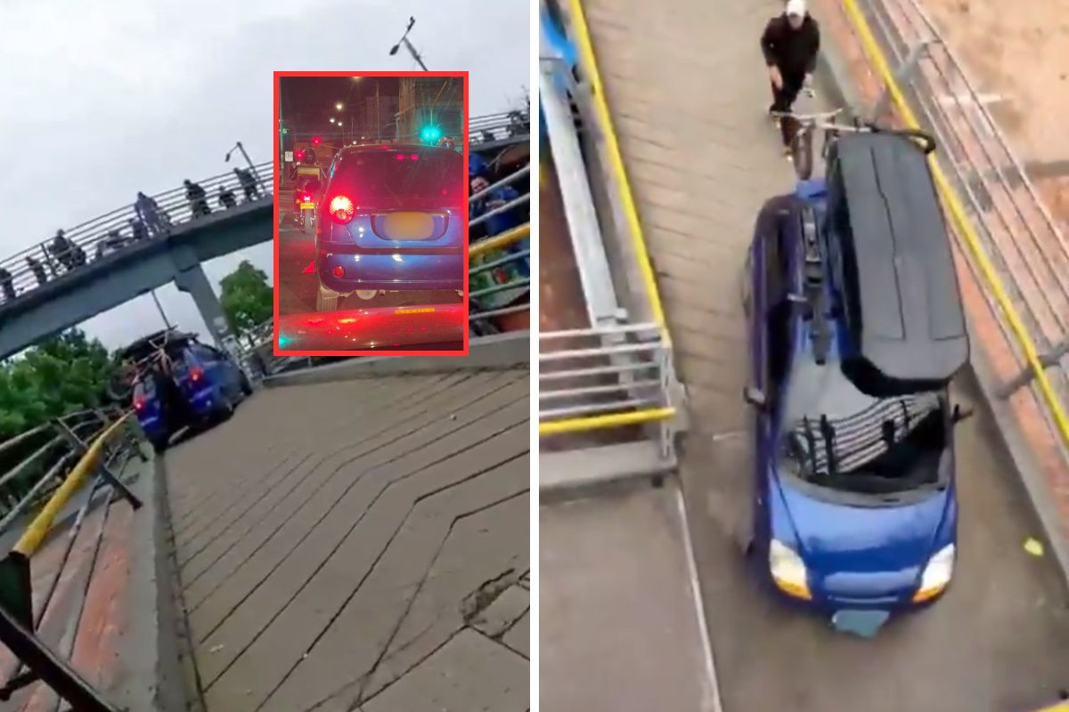 El Spark azul que subió a puente peatonal ya está en las calles de Bogotá, luego de haber estado en patios
