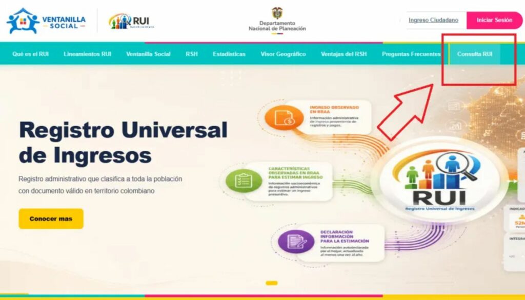 Cómo se puede descargar certificado del RUI / Pantallazo de página: ventanillasocial