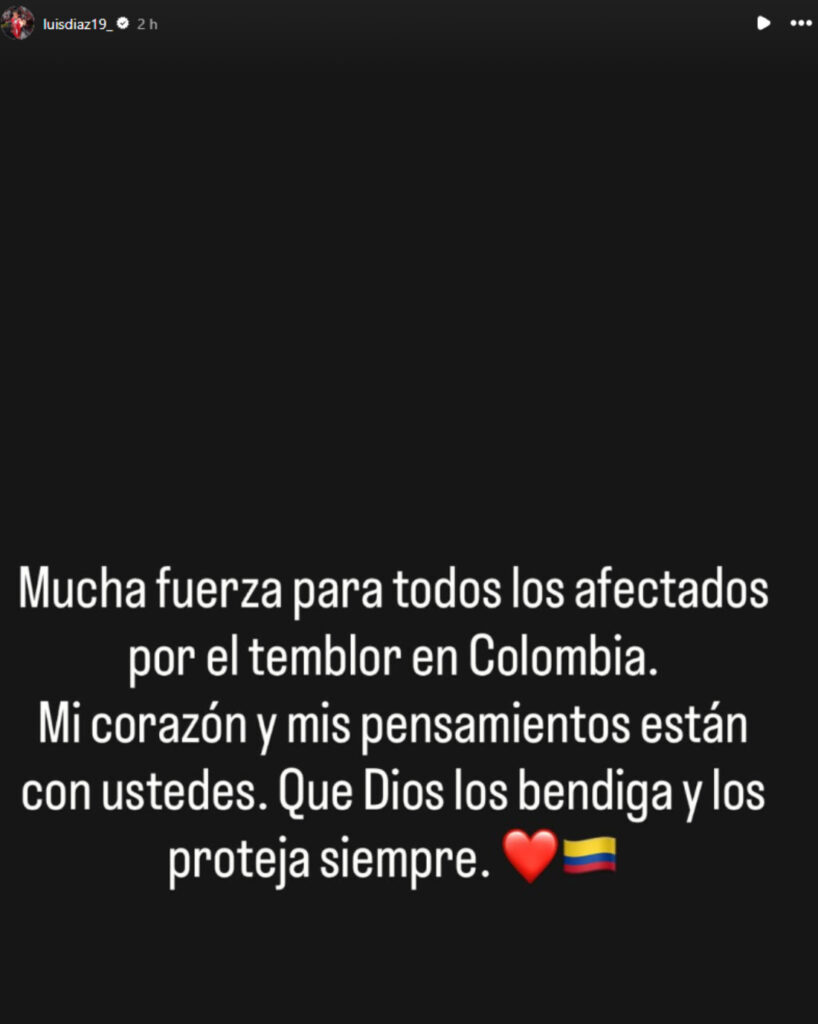 Mensaje de Luis Díaz en Instagram