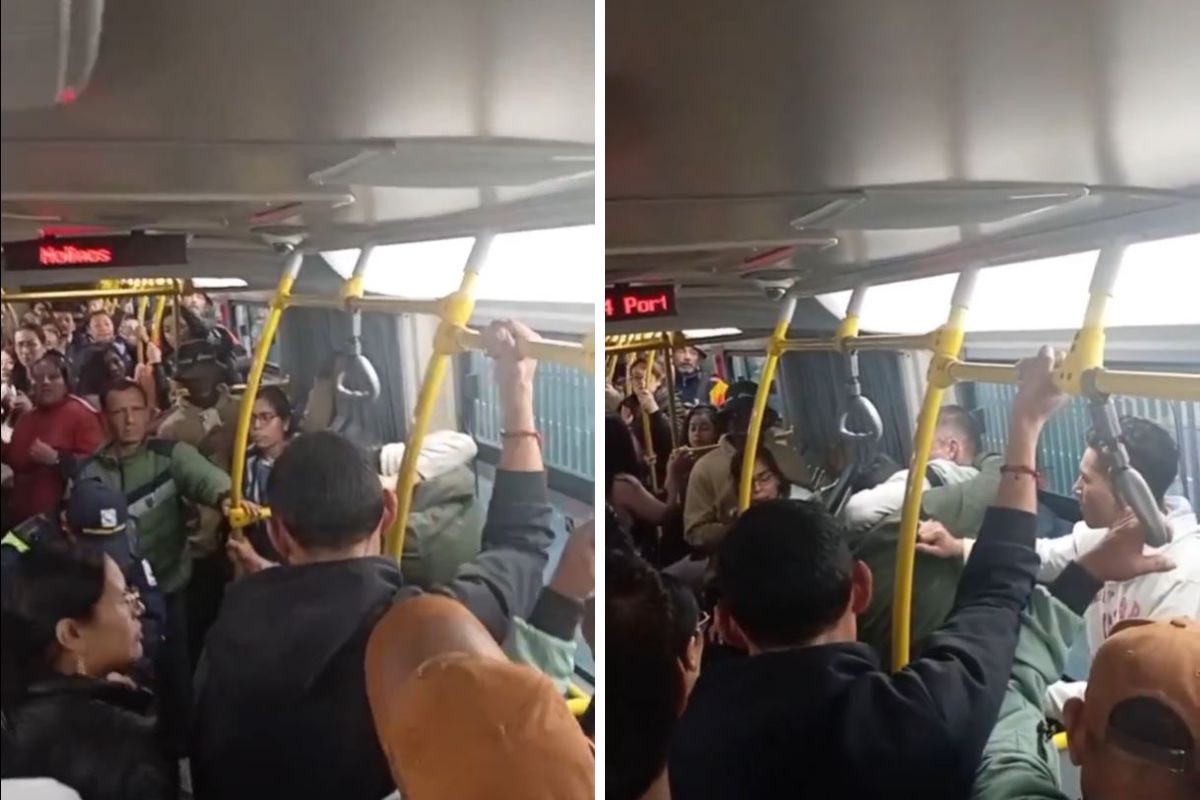 Momento en el que dos hombres se fueron a los golpes en Transmilenio