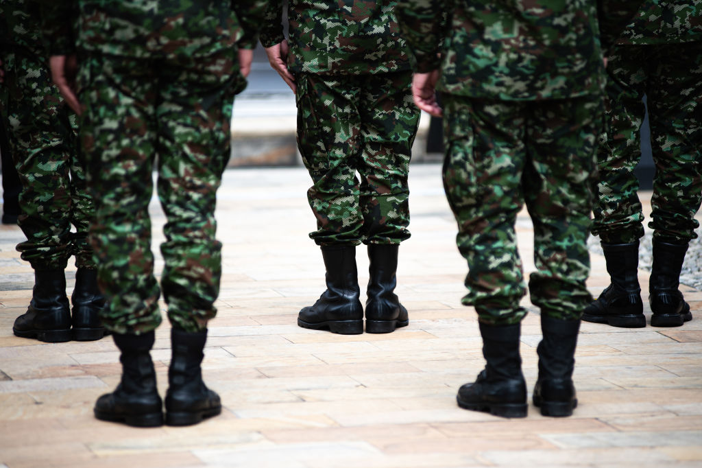 Soldiers who received honors during the honors ceremony to soldiers and indigenous who helped the rescue of the children missing during the 'Operacion Esperanza', in Bogota, Colombia, June 26, 2023. (Photo by Sebastian Barros/NurPhoto via Getty Images)