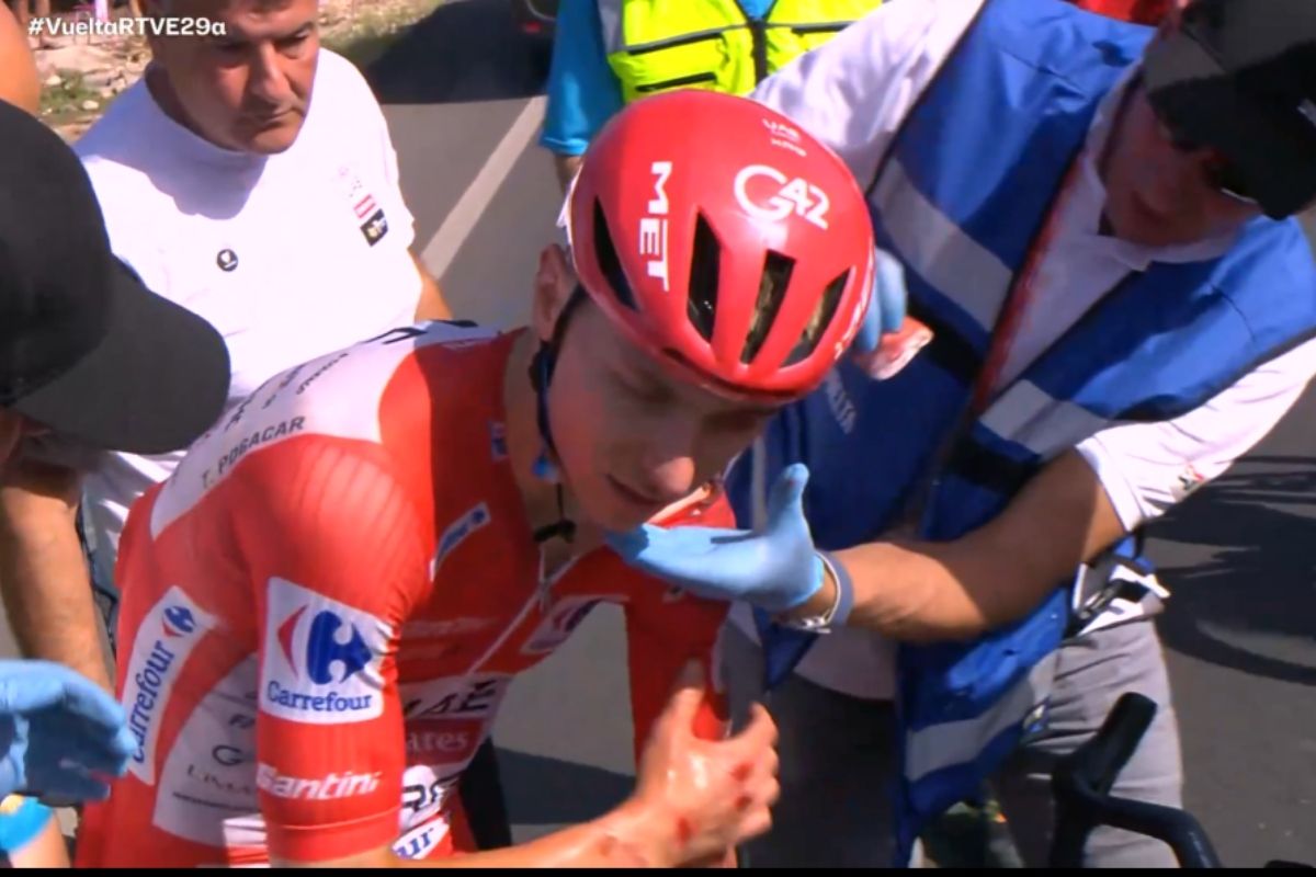 Tadej Pogacar caída hoy en La Vuelta España: impresionante video de cómo quedó