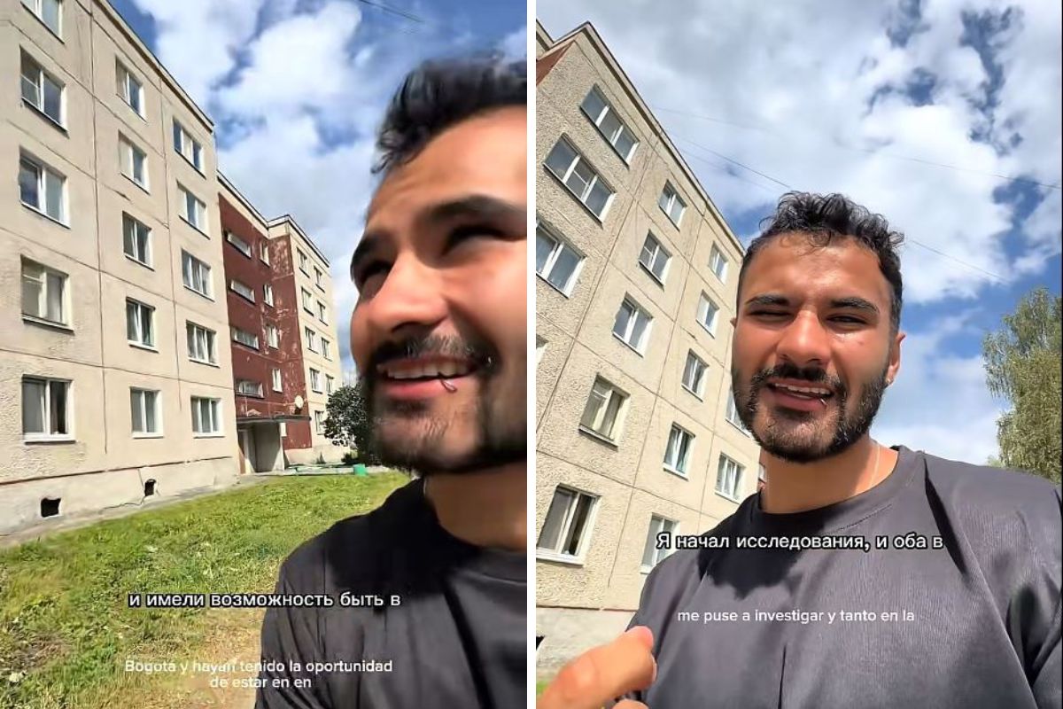 Colombiano mostrando un barrio en Rusia que considera muy parecido a la Supermanzana 7 de Kennedy, en Bogotá
